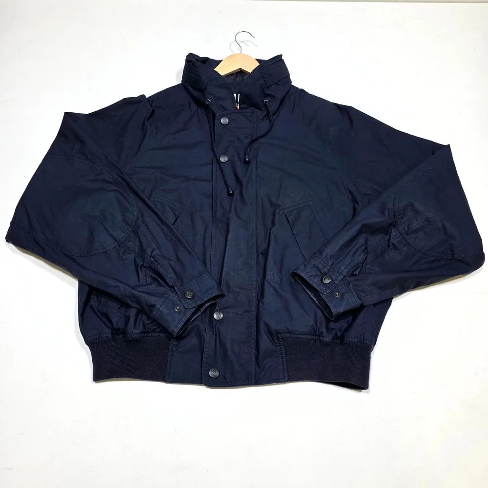 Nautica Bomber Jacket Mens XL Navy Blue Vintage 90s Hooded Harrington Coat